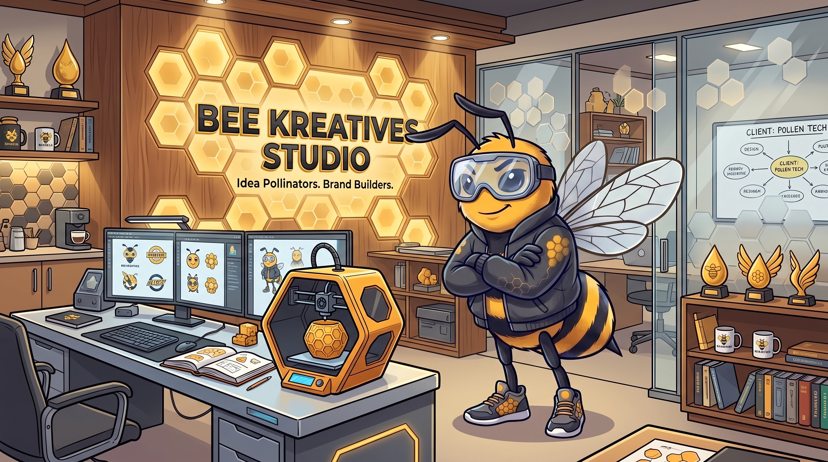 Man working in Bee Kreatives agency studio